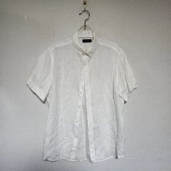 ✨良品✨ RAF SIMONS【48】シャツ 襟付き 半袖 前ボタン 薄手 白