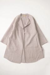 Spick & Span ノーカラーリバーコート ミドル丈 ウール ベージュ Spick