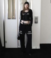 BADBLOOD ブラック ジョガーパンツ ドローストリング付き - メルカリ