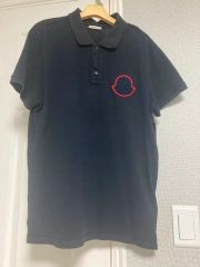 大人気☆ モンクレール デカワッペン M ポロシャツ 黒 国内正規品