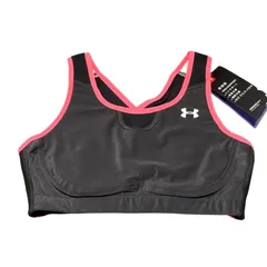 UNDER ARMOUR アンダーアーマー スポーツブラ MD ブラック ピンク ハイサポート ARMOUR BRA 1330250 トレーニング ヨガ ランニング