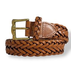 COACH コーチ ブラウン 編み込みレザーベルト メッシュベルト 肉厚 本革 COACH コーチ ベルト メッシュベルト 本革 ブラウン 肉厚 編み込み