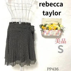 美品【レベッカテイラー】rebecca taylor S 2 レディース スカート 膝丈 ドット柄 フレア スタイリッシュ パーティ ディナー お祝い 結婚式 二次会 旅行 まちぶら 細見え スリム 華やか 春夏 清楚 古着女子 黒のサムネイル