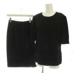 ユキトリイ YUKI TORII スーツ セットアップ 上下 ノーカラージャケット スカート ひざ丈 ヴィンテージ 9 黒 ブラック 21-107-118-7 /YM