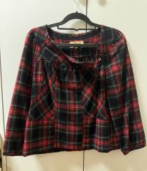 bajra チェック柄 長袖シャツ カットオフ デザイン冬服 - メルカリ