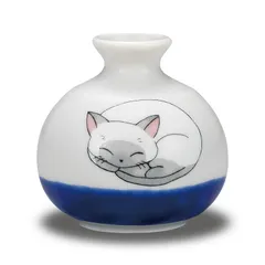 和座の蔵 おしゃれ 一輪挿し 花瓶 九谷焼 小つぼ花活け 眠り猫 白 陶器 花器 ブランド インテリア 置物 日本製 誕生日プレゼント 還暦祝い 古希祝い 喜寿祝い 米寿祝い ギフト