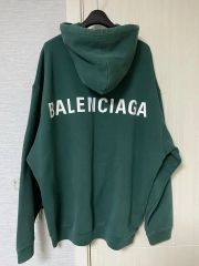 6409【美品・M】バレンシアガ ナンバリングロゴ入りパーカー 25AW 緑色 