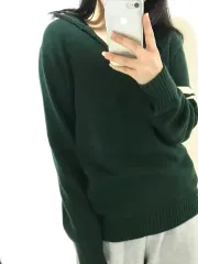 必須アイテム ヴィンテージ ポロ ダークグリーン ニット ハーフジップ