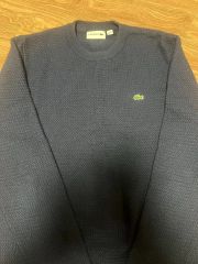 LACOSTE ダークグレー クルーネックセーター US M - メルカリ