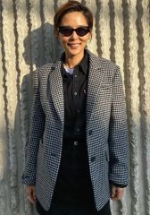 めるる着用 チェック柄 ダブルジャケット フリンジデザイン - メルカリ