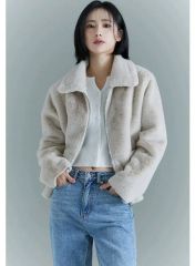 andme ショート丈ファーブルソンコート グレー M/L - メルカリ