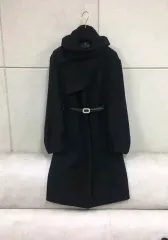 ハンサム LANVIN ランバンコレクション 正規品 ウール100% ブラック ウールロングコートのサムネイル