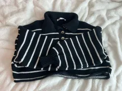 ザラ(ZARA) ストライプ クロップド ニット ネイビー