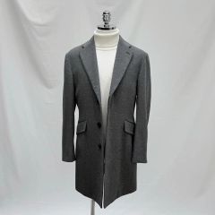 美品> LARDINI ブラウンチェック ウール チェスターコート サイズ48