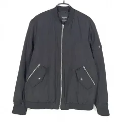 ZARA ザラ レディース 裏地キルティング MA-1ジャケット ブラックM (HU35186)