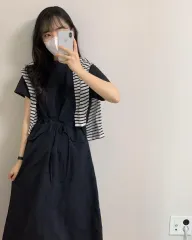 ブラック ロング丈ワンピース + レイヤードショルダーショール セット
