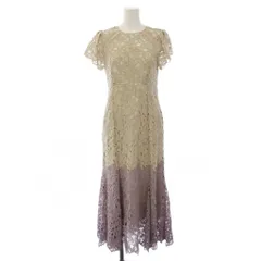 リリーブラウン Lily Brown 22SS バイカラーフラワーレースワンピース ロング 半袖 1 アイボリー 紫 LWFO222009 /BM