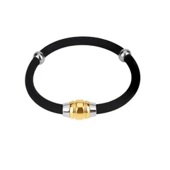 [GAUEIOUR] チタンスチールブラックブレスレットスポーツシリコーンブレスレット女性のファッションデザイン抗静的エネルギー屋外スポーツリストストラップアクセサリーリストバンドのサムネイル