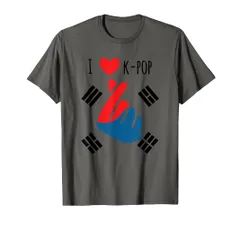 I Love K-Pop Finger Hand Heart Korean Pop Flag Tシャツのサムネイル