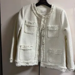 ハイクオリティ 白 アイボリー ツイードジャケット / 高級感 ゲストルック オススメ