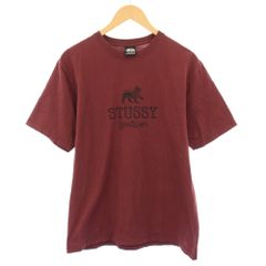 old stussy ステューシー 半袖スウェット フェルト文字 ワイン - メルカリ