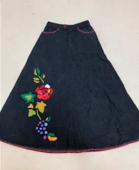 蒼井優 はぐみ ノンウォッシュデニム ロングパッチスカート はなもと漁港 レア JINLI 森ガール