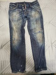 Dsquared2 フロントジップ装飾 ダメージ加工 ストレッチデニム 
