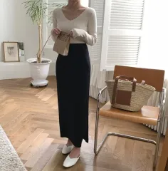 スリット バンディング ロング丈スカート