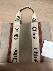 □Chloe（クロエ）良品 / キャンパス×レザー / ハンドバッグ/ベージュ 