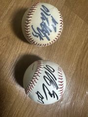 T 岡田 安達了一 元オリックスバファローズ 直筆サインボール 2個