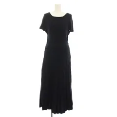 ランバンオンブルー LANVIN en Bleu ニット ワンピース ロング 半袖 38 紺 ネイビー ラウンドネック リブ編み 3936310 /YM