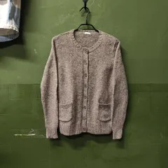 studio clip ラウンドネック ウール ポケット カーディガン