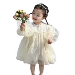 [SLINX] 원피스 소녀 아기 옷 드레스 73 80 90 100 110 120 130 유아 아기 귀여운 키즈 공주님풍 부드러운 개더 봄 여름 가을 튜닉 외출 선물 1 레이스