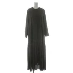 ボールジー BALLSEY トゥモローランド 23AW ミニドットプリント フレアギャザーワンピース ロング マキシ 長袖 36 黒 ブラック ベージュ 11063406131 /KU