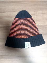 エルメス HERMES ニット帽 Hロゴ ニットビーニー ブラック オレンジ