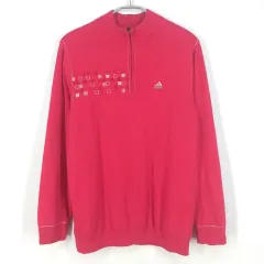 アディダス メンズ ウール プルオーバー ハーフジップアップニットTシャツ ピンク 105 (HU26860)