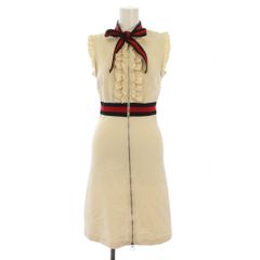 美品】グッチ ボウタイ ジャージードレス トリコロール フレア