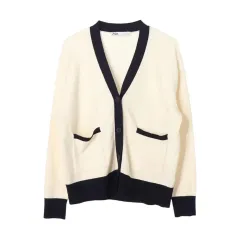 ZARA ザラ Vネック バイカラー ポケット カーディガン s