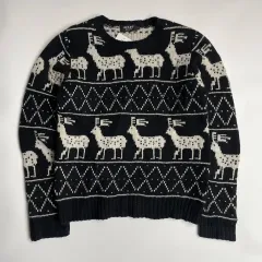 55-66 ビームス ノルディック ウールニット ブラック (P0014)