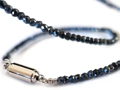 ブラックスピネル コーティング ネックレス チョーカー 便利 マグネット ワンタッチ式 細め 太さ2.2mm 長さ42cm - 60cm レディース メンズ 日本製 (45cm)