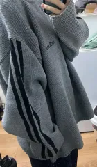 必須アイテム adidas アディダス ニット 3本線 グレー アバント フィット 都市テア항ぬいぐるみ ヴィンテージ