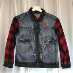 リーバイス CHECK スリーブ デニム ジャケット 子供用 (S)のサムネイル