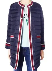 BENETTON ニットバイカラー 軽量 グースダウン ダウン ネイビー ポール1097のサムネイル