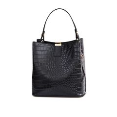 H&M クロコダイル型押し 巾着型 ハンドバッグ ブラック - メルカリ