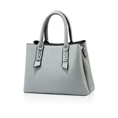 [NICOLE & DORIS] ハンドバッグ レディース 2way ショルダーバッグ 斜めがけカバン 防水レザー 三層式 大容量 肩掛け 手提げカバン 底鋲付き 自立 通勤 就活 bag for woman グレーのサムネイル