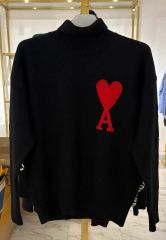 aespaのウィンター着用AMI PARISブラック ハート刺繍 セーター - メルカリ