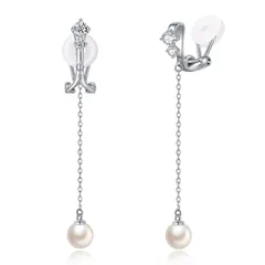 FH.bird パール イヤリング レディース 痛くない 揺れる 結婚式 花嫁 金属アレルギー対応 ノンホールピアス エレガント おしゃれ 入学式 卒業式 20代 30代 40代 母の日 プレゼント 母の日 ギフト 入学式 卒業式 女性 ジュエリー