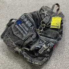 No.563デニムリメイクバッグ 肩掛けトートバッグBIG キャット