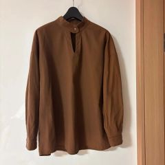 uncraveビッグカラー 長袖 ブラウス ブラウン - メルカリ