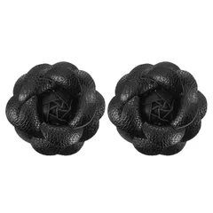 PATIKIL フラワーヘアクリップ 2個セット カメリアヘアピン フローラルブローチ ピン ハンドメイド レザーフラワーブローチ レディース ブ ライダル 女性 ハット ドレス シャツ 黒